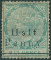 Dominica 1886 SG17 Half Penny On 6 Pence Green QV Crown CA Wmk MH - Dominica (1978-...)