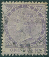 Dominica 1874 SG14 1d Lilac QV Crown CA Wmk FU - Dominica (1978-...)