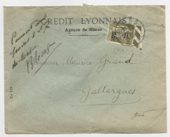 PAIX N° 298  BDF PERFORE C.L.  SEUL LETTRE CREDIT LYONNAIS AGENCE DE NIMES 1935 GARD - Storia Postale