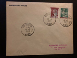 LETTRE TP M DE DECARIS 0,25 TRIPLE Surch.EA Rouge + PAYSANNE 0,10 Surch.EA Rouge OBL.18-1 1963 SIDI-MOUSSA ALGER - Storia Postale