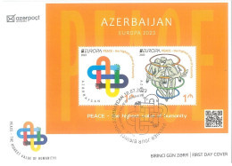 Azerbaijan EUROPA 2023 Peace – The Highest Value Of Humanity CEPT FDC First Day Cover TYPE 2 - Azerbaiján