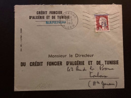 LETTRE CREDIT FONCIER D'ALGERIE ET DE TUNISIE TP M DE DECARIS 0,25 Surch.EA OBL.MEC.19-7 1962 MARENGO ALGER - Storia Postale