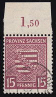 80 Xa Provinzwappen 15 Pf. Seltene Farbe Mittellilakarmin, O FA Dr. Jasch BPP - Usados