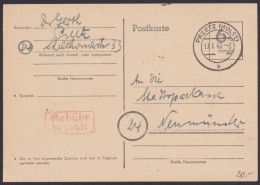 Preetz: P671, O, Bedarf, Ra "Gebühr Bezahlt", 19.1.46 - Storia Postale