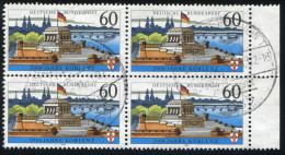 1583x Koblenz Ohne Fluoreszenz - Randviererblock, 1 Marke Einriss, SSt 11.1.92 - Used Stamps