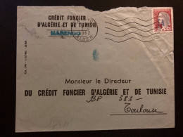 LETTRE CREDIT FONCIER D'ALGERIE ET DE TUNISIE TP M DE DECARIS 0,25 Surch.EA OBL.MEC.2-8 1962 MARENGO ALGER - Cartas & Documentos