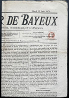 N°51 2c CERES SUR JOURNAL L'INDICATEUR DE BAYEUX / ANNULATION TYPOGRAPHIQUE / 23 JUIN 1874 / N°50 - 1849-1876: Klassik