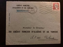 LETTRE CREDIT FONCIER D'ALGERIE ET DE TUNISIE TP M DE DECARIS 0,25 Surch.EA OBL.MEC.3-9 1962 MARENGO ALGER - Lettres & Documents