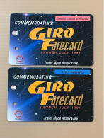 Singapore SMRT TransitLink Metro Train Subway Ticket Card, Commemorating Giro Farecard, Set Of 2 Used Cards - Singapore