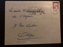 LETTRE TP M DE DECARIS 0,25 Surch.EA OBL.MEC.20-8 1962 ALGER RP - Brieven En Documenten