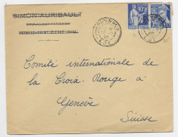 FRANCE PAIX MERCURE LETTRE CACHET FORTUNE PUYBRUN 12.7.1940 LOT POUR CROIX ROUGE GENEVE - 2. Weltkrieg 1939-1945