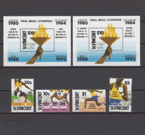 St. Vincent 1990 Olympic Games Seoul, Athletics, Boxing Set Of 4 + 2 S/s With Winners Overprint MNH - Verano 1988: Seúl