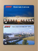 Singapore SMRT TransitLink Metro Train Subway Ticket Card, SMRT TRAIN & STATION, Set Of 2 Used Cards - Singapore
