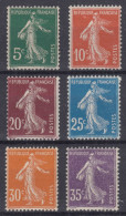 TIMBRE FRANCE SEMEUSE SERIE N° 137/142 NEUFS ** GOMME SANS CHARNIERE - COTE 115 € - 1906-38 Säerin, Untergrund Glatt