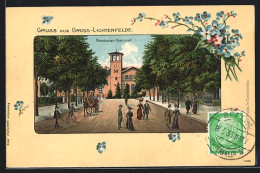 Lithographie Berlin-Lichterfelde, Potsdamer Bahnhof, Allee  - Lichterfelde