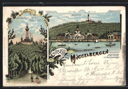 Lithographie Berlin-Köpenick, Gasthaus Marienlust, Aussichtsthurm Auf Den Müggelbergen  - Koepenick