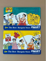 Singapore SMRT TransitLink Metro Train Subway Ticket Card, PMART Bargain Store, Set Of 2 Used Cards - Singapour