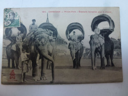 CPA Cambodge Phnom Penh Eléphants Harnachés Pour La Chasse - Kambodscha