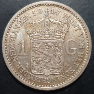 Netherlands 1 Gulden Wilhelmina Crown 1917 Silver XF - 1 Florín Holandés (Gulden)