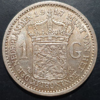 Netherlands 1 Gulden Wilhelmina Crown 1917 Silver XF - 1 Gulden