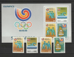 Sri Lanka 1988 Olympic Games Seoul, Swimming, Athletics, Boxing Set Of 4 + S/s MNH - Estate 1988: Seul