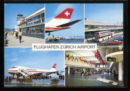 AK Zürich, Flughafen, Flughafengebäude, Flugzeug Der Swissair  - Other & Unclassified