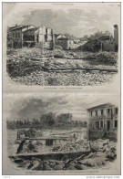 Les Inondations - Agen - Les Bains Dallas Au Gravier - Cours Du Pont-de-Pierre - Page Original 1875 - 3 - Documents Historiques