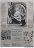 Corot Peignant D'après Nature - Page Original 1875 - Documents Historiques