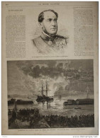 Incendie Du MAGENTA Dans La Rade De Toulon -  Le Vize-amiral Roze - Page Original 1875 - Documents Historiques