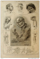 Fac-simile Des Derniers Dessins De Carpeaux - Page Original 1875 - Documents Historiques