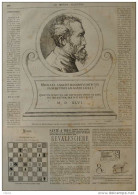 Portrait De Michel-Ange D'après Une Gravure - Michelangelo - Page Original 1875 - Documents Historiques