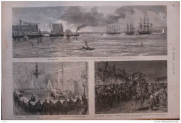 Allemagne - Kiel, Les Escadres Américaine Et Allemands Dans Le Port - Page Original 1875 - Historical Documents