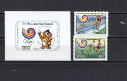 Syria 1988 Olympic Games Seoul, Cycling, Football Soccer Set Of 2 + S/s MNH - Estate 1988: Seul