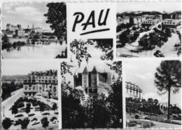 64 PAU (Pyrénées Atlantiques) Multivues Le Gave Et Le Château La Palmeraie La Place Clémenceau Edit. REX N°400 - Pau