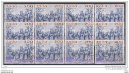 REPUBBLICA:  1981  NATALE  -  £. 200  AZZURRO, BRUNO  E  OLTREMARE  US. -  RIPETUTO  12  VOLTE  -  SASS. 1580 - Weihnachten