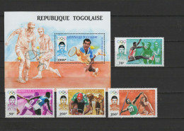 Togo 1987 Olympic Games Seoul, Tennis, Athletics, Cycling, Javelin Set Of 4 + S/s MNH - Verano 1988: Seúl