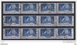 REPUBBLICA:  1958  PUCCINI -  £. 25  AZZURRO  GRIGIO  US. -  RIPETUTO  12  VOLTE  -  SASS. 833 - Muziek