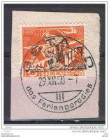 SVIZZERA:  1950  PONTE  SULLA  SITTER  -  5 C. ARANCIO  SU  FRAMMENTO  -  YV/TELL. 482 - Usados