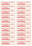 Document Interne La Poste Etiquette Télégramme Téléphoné à Distribuer PAR POSTE. Planche Complète De 20 étiquettes - Documents Of Postal Services