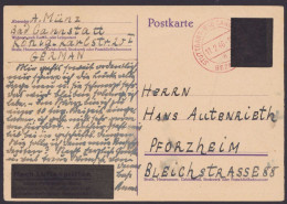 Stuttgart: DR P312/06, O, Bedarf, Roter K2 "bezahlt", 11.2.46, Seltene Karte! - Covers & Documents