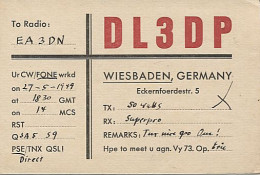 X120880 CARTE QSL RADIO AMATEUR DL3DP ALLEMAGNE GERMANY DEUTSCHLAND WIESBADEN   EN 1949 - Radio-amateur