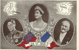 CARTE SOUVENIR DE LA VISITE DES SOUVERAINS BRITANNIQUES A PARIS LE 28 VI 1938 - VISIT OF THE BRITISH SOVEREIGNS TO PARS  - Events