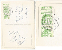 Germany Castles Coil Pf50 Pair With Cut Error By Distributor - Used Pcard Hamburg 13mar1985 To Italy - Covers & Documents