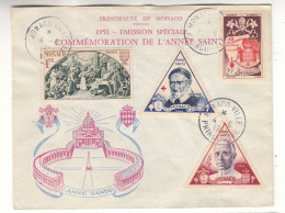 Monaco - Lettre De 1951 - Oblit Monaco Ville - Armoiries - Papes - - Brieven En Documenten