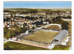 CPSM COLORISEE SEDAN, VUE AERIENNE SUR LE STADE DE FOOT FOOTBALL EMILE ALBEAU UN JOUR DE MATCH, VELODROME, ARDENNES 08 - Sedan