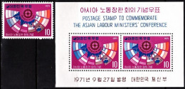 KOREA SOUTH 1971 Asian Labor Ministers Conference. 1v & Souvenir Sheet, MNH - Andere & Zonder Classificatie