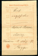 12.03.1892 - Post : Einliefernugsschein - Kaiserlich Deutsche Postagentur (accusé De Réception Postal) - Other & Unclassified