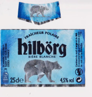 Etiquette Et Collerette De Bière " HILBÖRG Blanche " Ours Polaire (912)_Eb179 - Beer