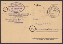 Volmarstein/Ruhr: Bedarfskarte Mit Dienstsiegel Und Ra "Gebühr Bezahlt", 31.1.46 - Lettres & Documents