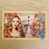 2022 Saint Pierre And Miquelon 1000 Franc Plastic Fluorescent Banknotes，UNC - Sint-Helena